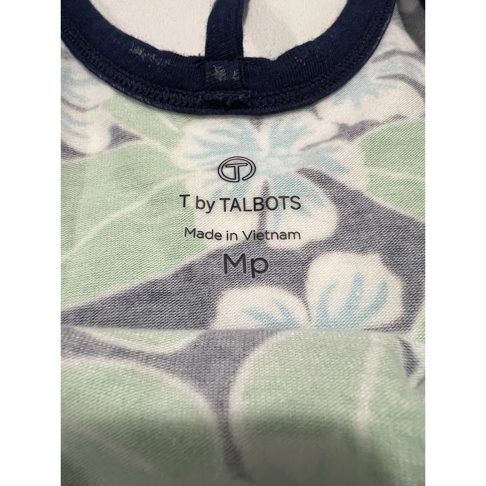 Talbots T by Talbots Top Womens MP Blue Green Floral Strappy Back Activewear E02 - Picture 3 of 14